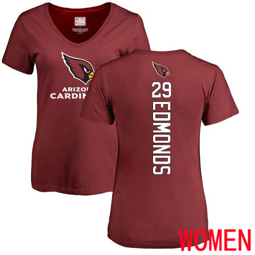Arizona Cardinals Maroon Women Chase Edmonds Backer NFL Football #29 T Shirt